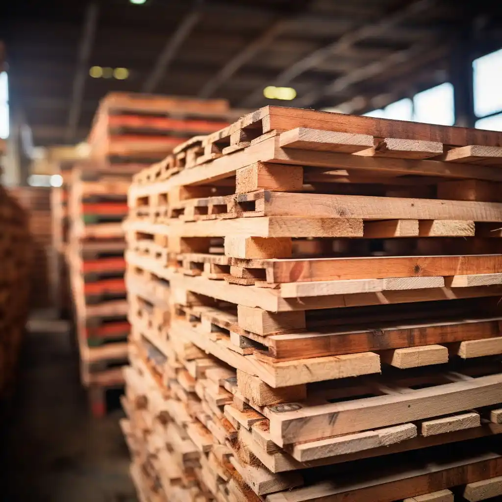 Tarimas de madera apiladas para optimizar la logística